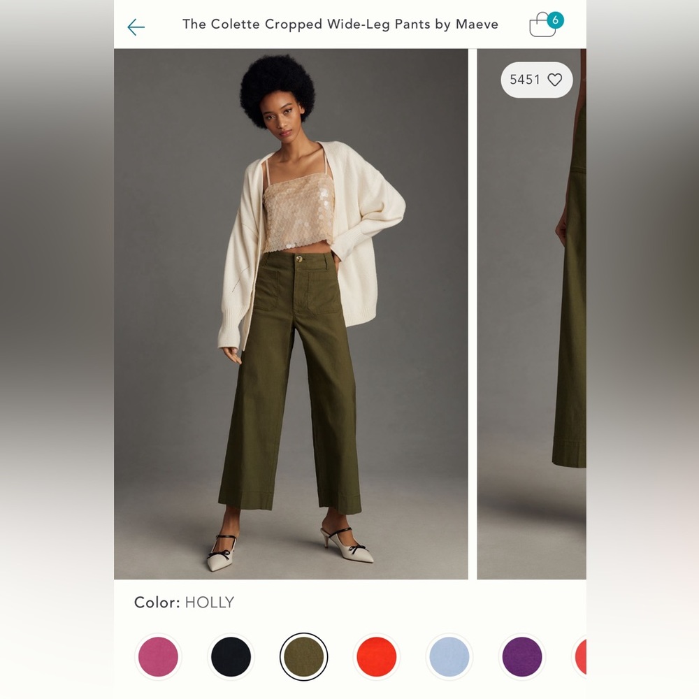 Maeve Collette wide leg crop